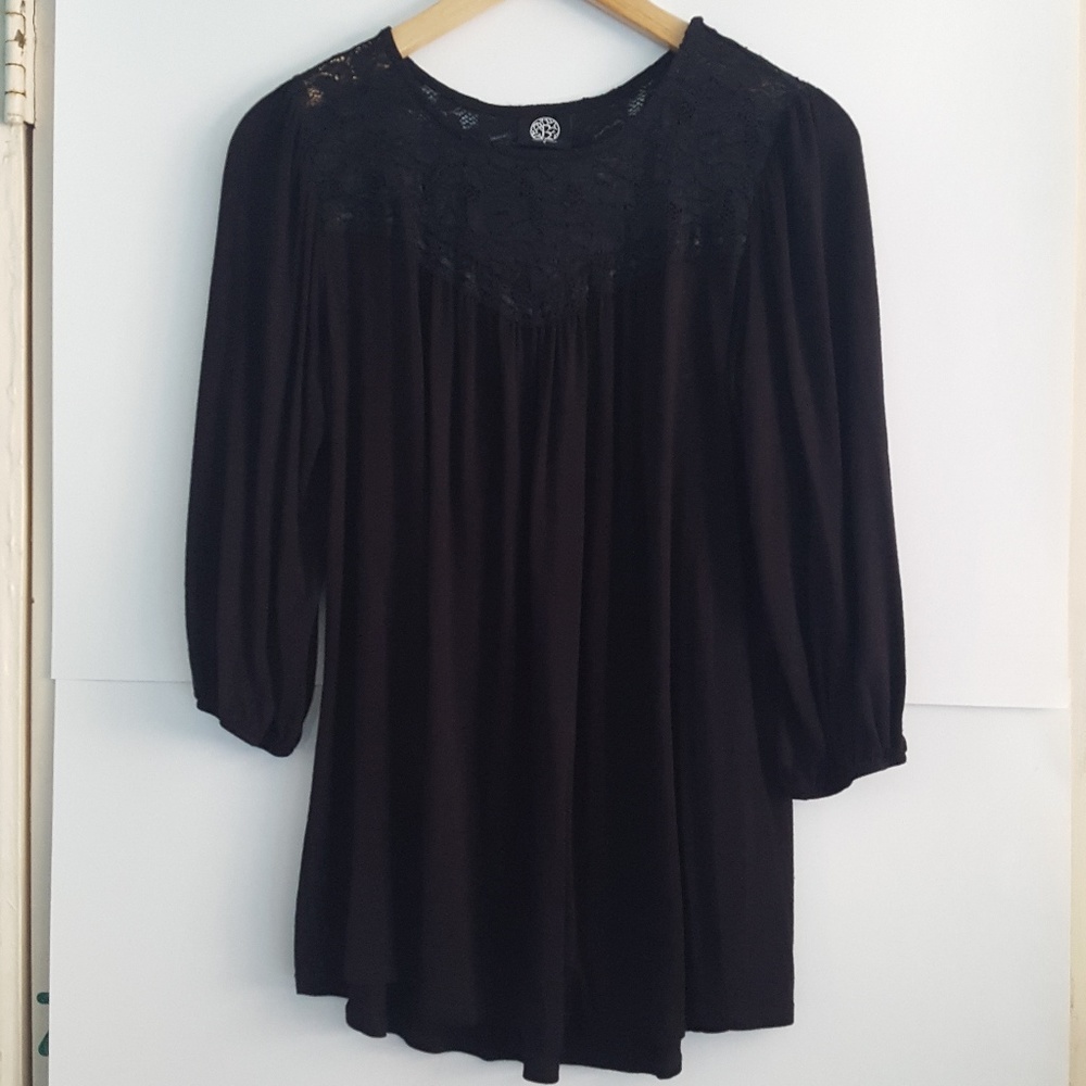 Bobeau Black Lace Top